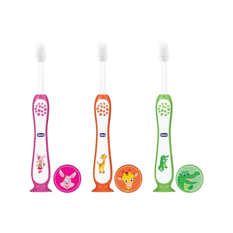 Chicco BPA Free Toothbrush Pack of 3 – Orange & Green
