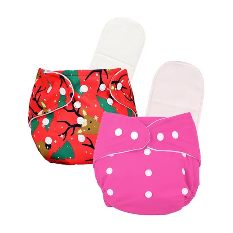 Deedry Cloth Reusable Diapers With Insert Pack of 2 – Red & Pink