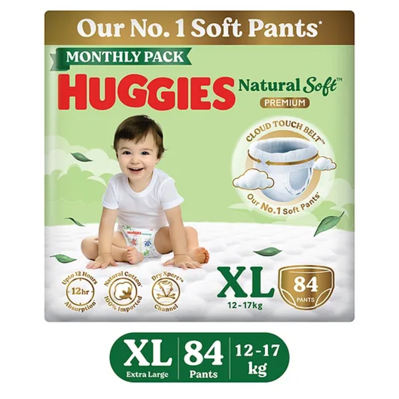Huggies Natural Soft Premium Baby Diaper Pants Extra Large – 84 Pieces
