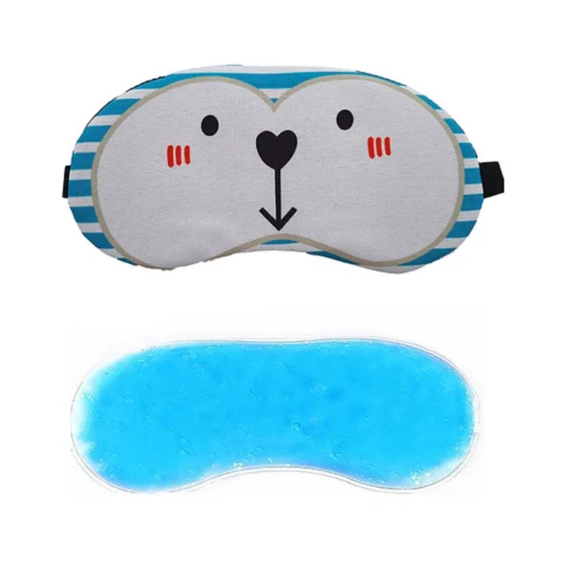 JENNA Sleeping Eye Mask With Cooling Gel Cartoon Face Print – Blue