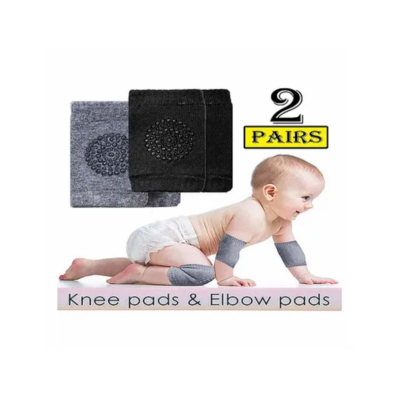 Joy Buzz Anti Slip Stretchable Knee Cap Elbow Safety Protector Set Of 2 – Grey, Black
