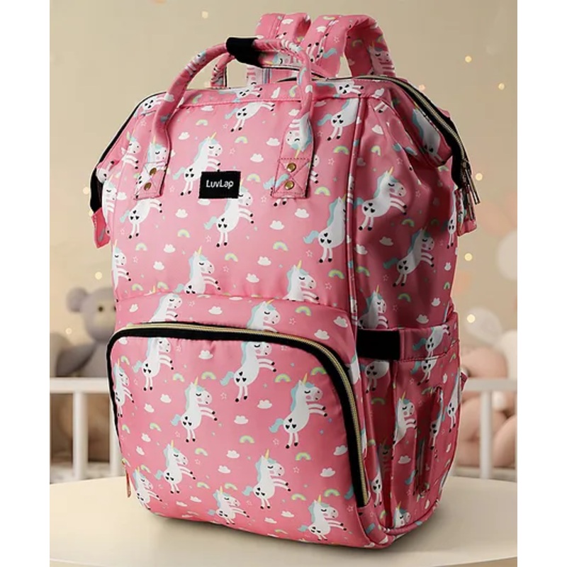 Luv Lap Lily Travel Multifunctional Waterproof Diaper Bag-backpack Cum Tote Bag – Pink