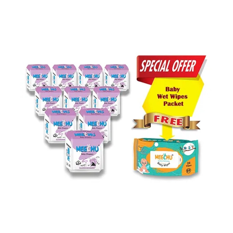 Meechu NewBorn Baby Diapers Combo With Free Wipes – (Pack of 10)-50pices