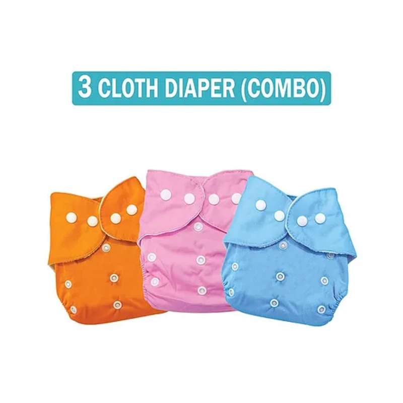 Sparkle Joy Free Size Reusable Cloth Diaper Without Insert Pack Of 3- Multicolor