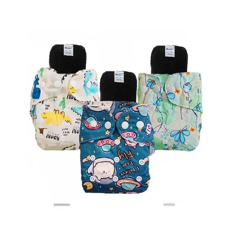 Babymoon Washable & Reusable Cloth Diaper Pocket With Inserts Pack of 6 – Multicolor
