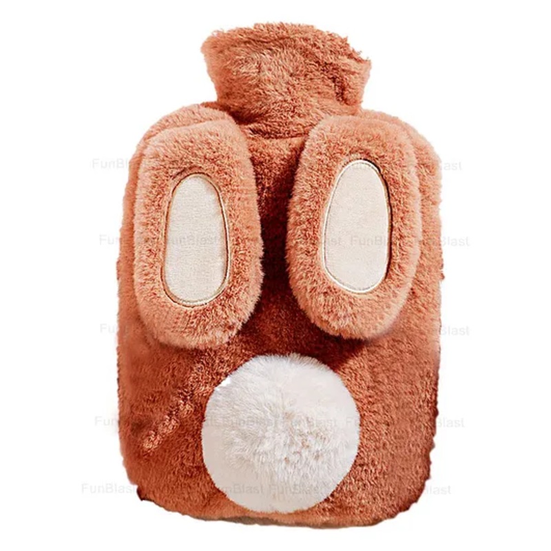 FunBlast Cartoon Design Hot Water Bag with Soft Cover 1000 ml – Brown