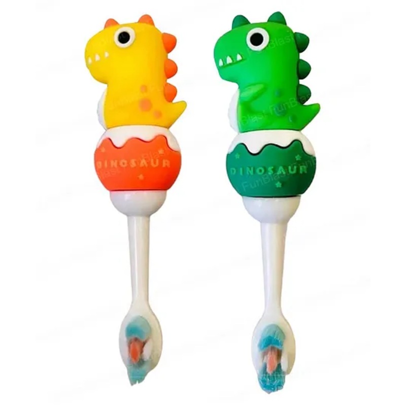 FunBlast Dinosaur Design Toothbrush for Kids (Pack of 2 – Random Color & Design)
