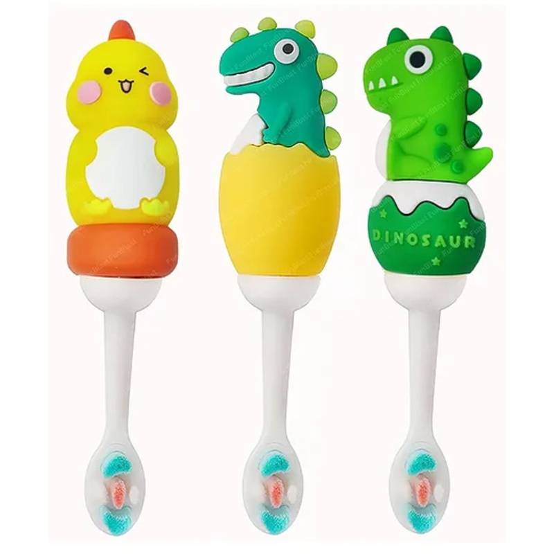 FunBlast Microfiber Soft Bristles Toothbrush for Kids – Pack of 3(Random Color & Design)