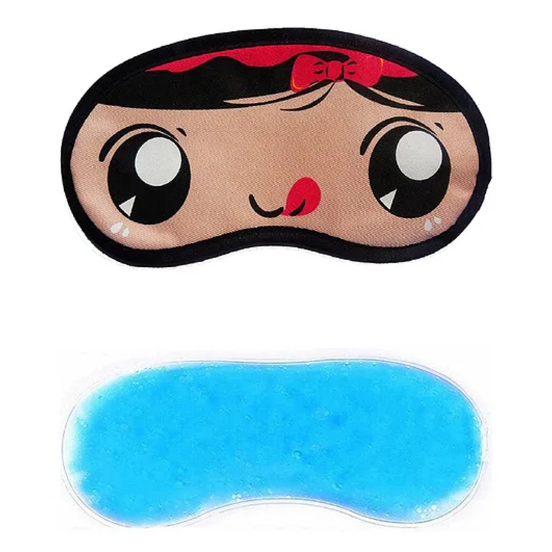 Jenna Red Ribbon Printed Sleeping Eye Mask With Cooling Gel