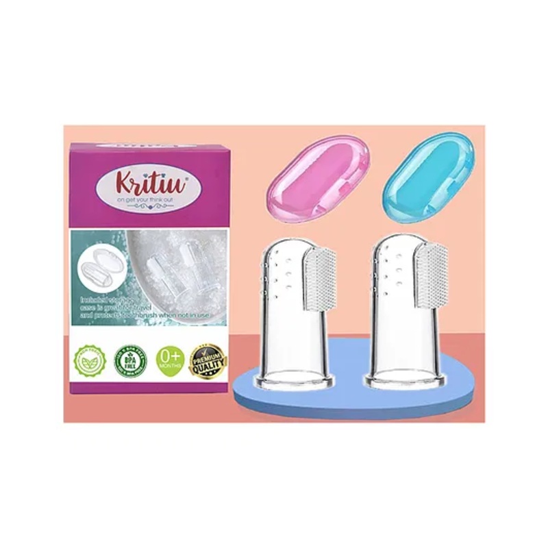 Kritiu Silicone Fingure Brush With Case Pack Of 2 – Pink & Blue