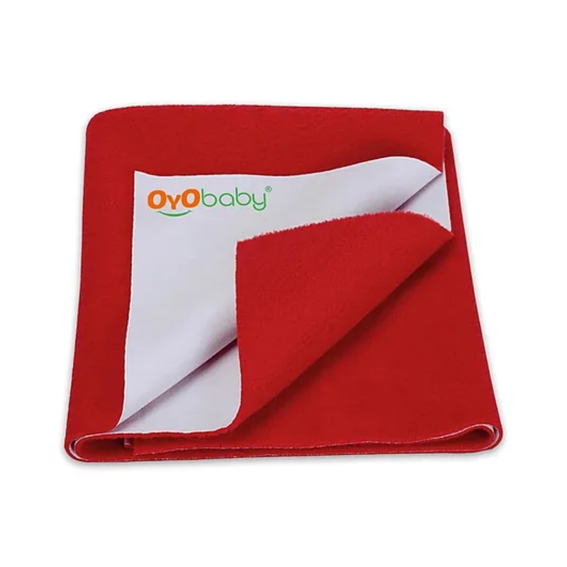 OYO BABY Anti-Piling Fleece Extra Absorbent Instant Dry Sheet, Baby Bed Protector, Waterproof Sheet, Small (70cm x 50cm), Red