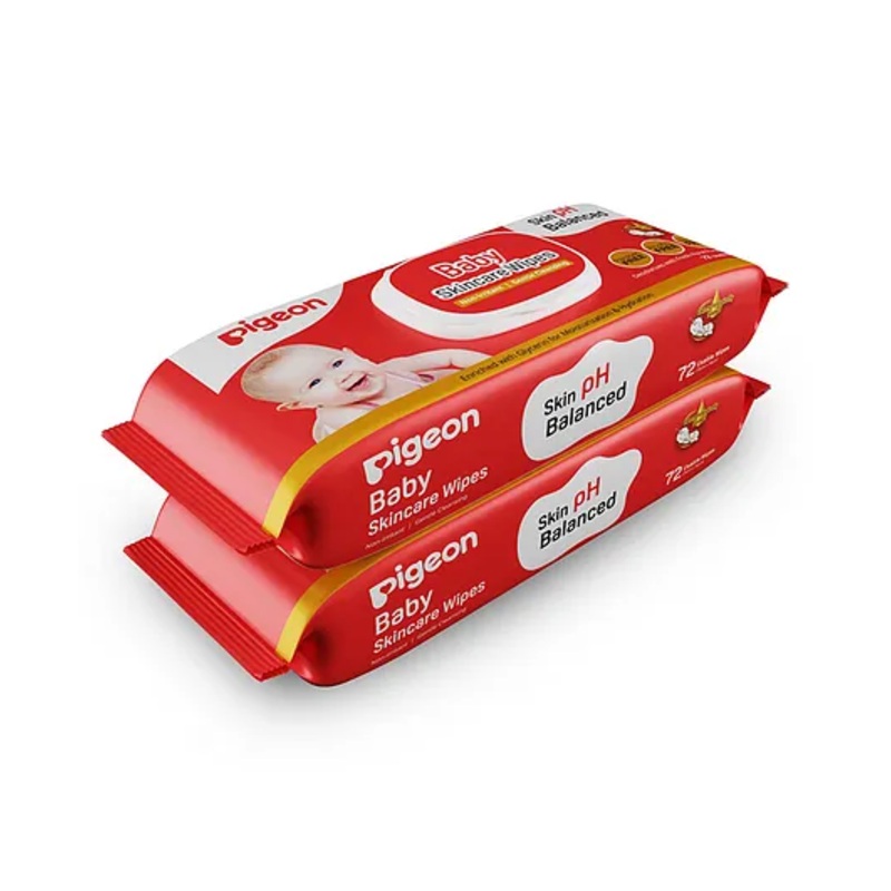 Pigeon Premium Baby Wet Wipes with Lid Skincare Pack of 2 – 72 Sheets Each