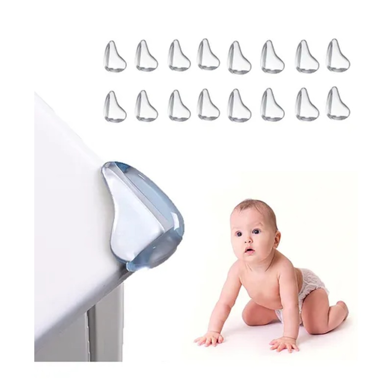Safe-O-Kid Clear Corner Protectors  Childproofing Furniture Safety Guards, Shock-Absorbing, Baby Proofing Corner Guards (Pack of 16)
