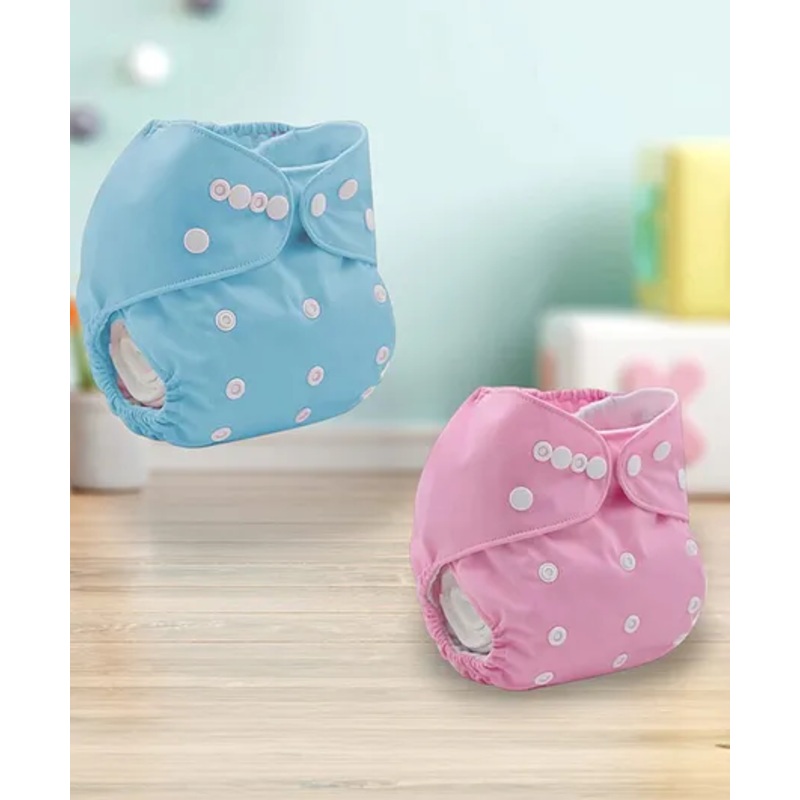 Sparkle Joy Free Size Reusable Cloth Diaper Without Insert Pack Of 2 – Pink & Sky-blue