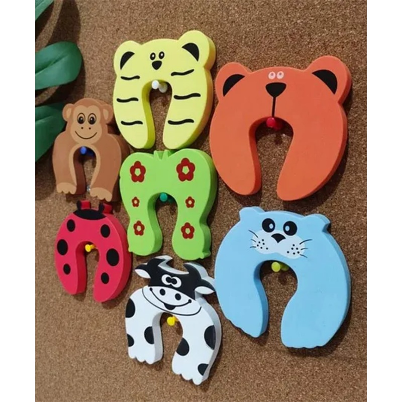 Zikku Animal Shape Kids Safety Door Guard Stopper Pack of 7 – Multicolour