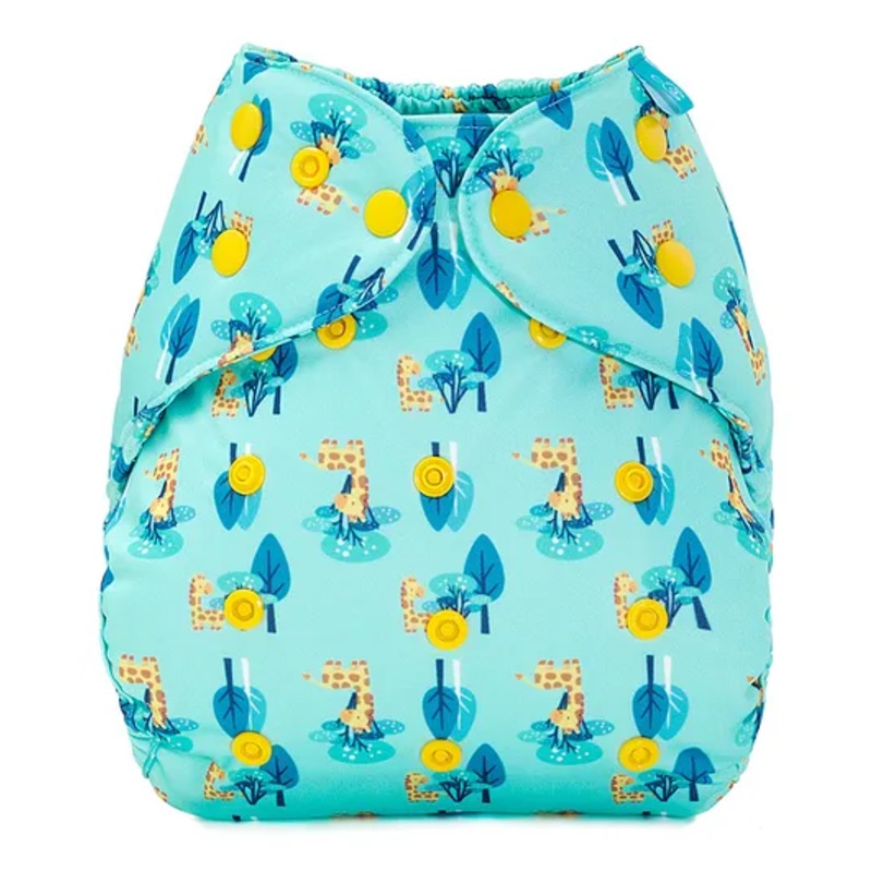 Bumberry Adjustable Reusable Cloth Diaper Cover Giraffe Print – Blue