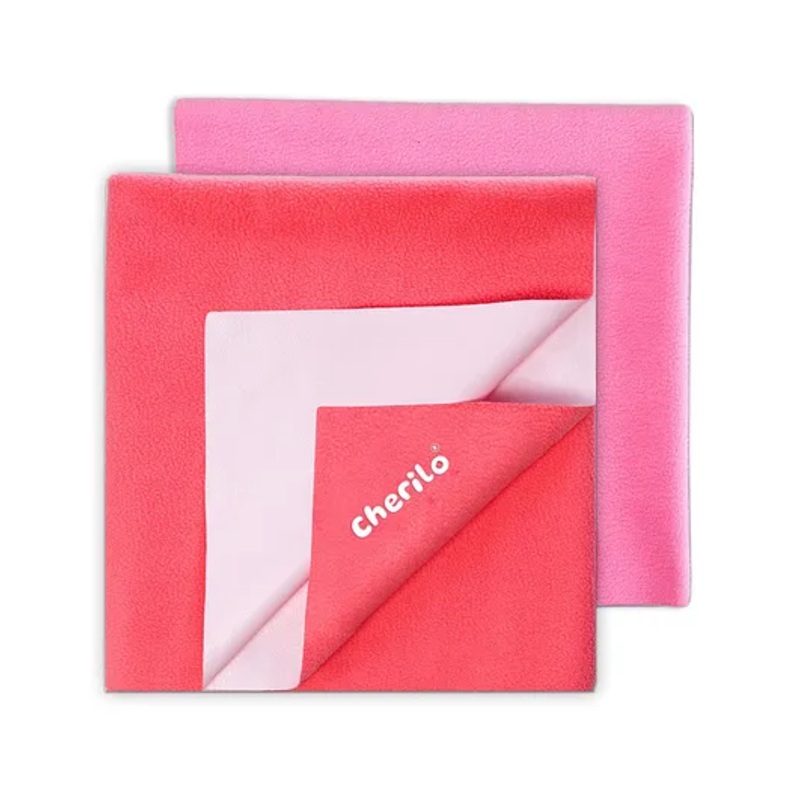 Cherilo Waterproof Baby Bed Protector Sheet Large Pack of 2 – Pink & Salmon Rose