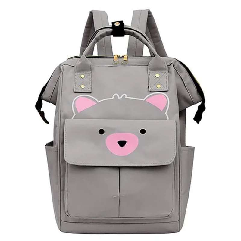 House of Quirk Bear Print Baby Diaper Bag Maternity Backpack for Mom & Dad with Insulated Pockets (Bear Grey)