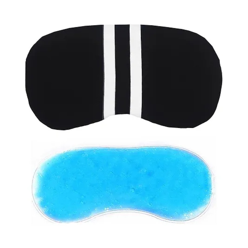 Jenna White Line Black Printed Sleeping Eye Mask With Cooling Gel