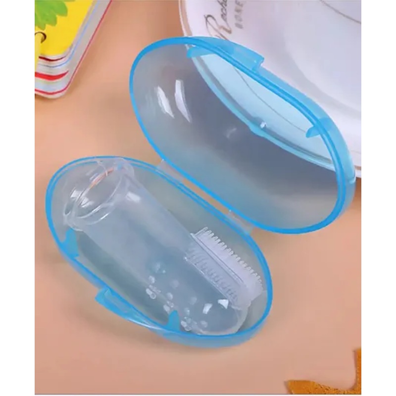 Numum Baby Silicone Soft Bristles Finger Tooth Brush -Blue (Color and design may vary)