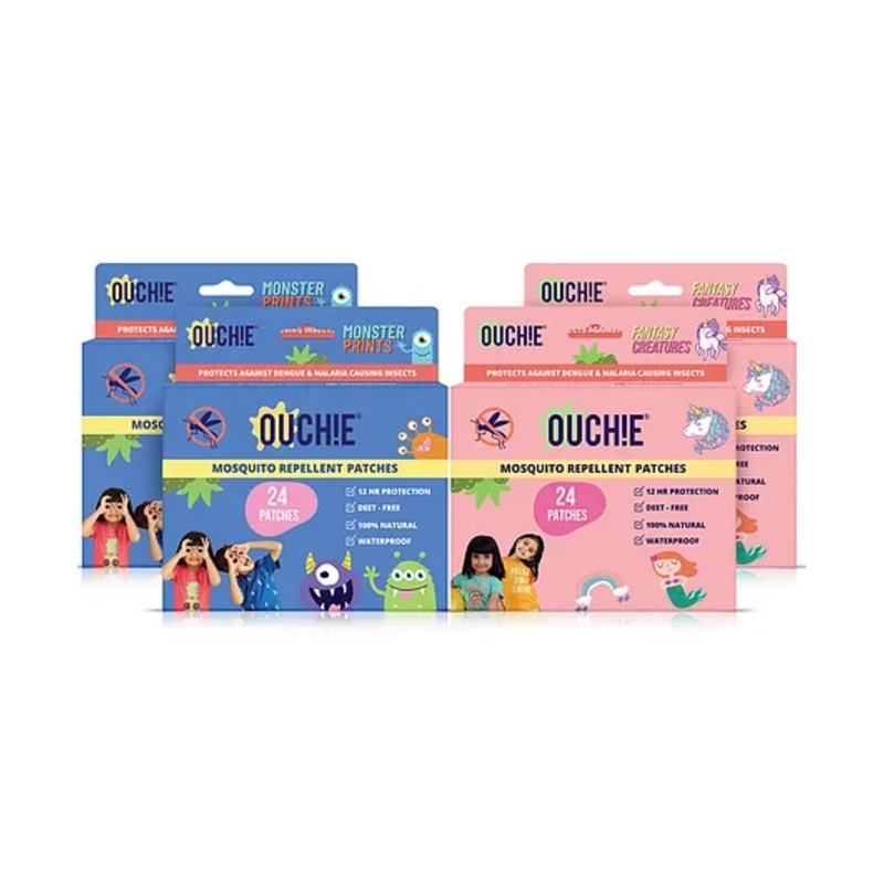 Ouchie Mosquito Repellent Patches – Fanstasy Creatures & Monster Prints (4 Pack, 96 Patches)