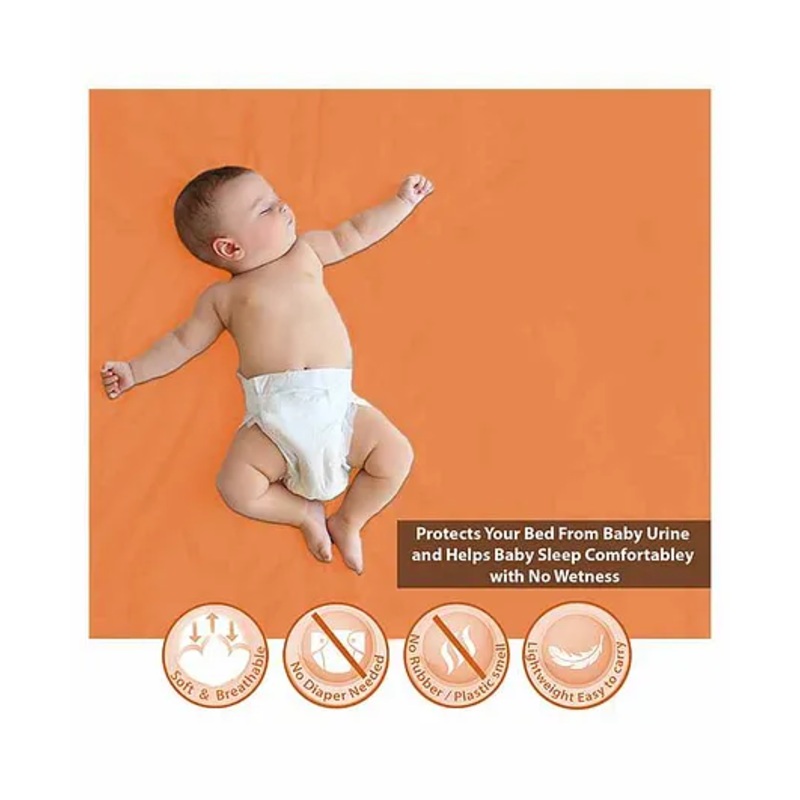 Polka Tots Premium Waterproof Baby Dry Sheet Bed Protector   Medium (70 x 100 CM, Peach)