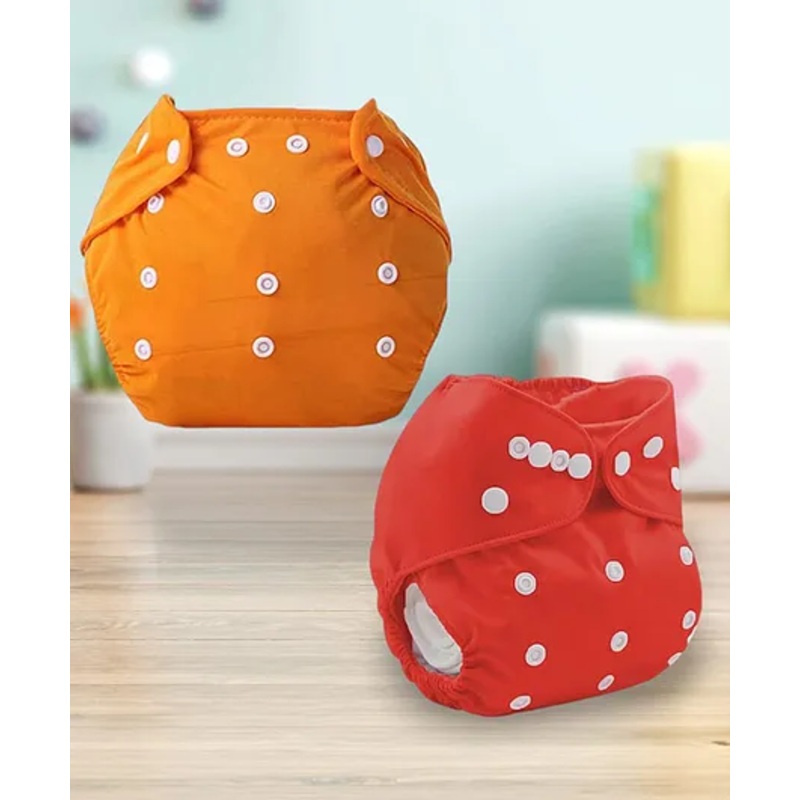 Sparkle Joy Free Size Reusable Cloth Diaper Without Insert Pack Of 2 – Orange & Red
