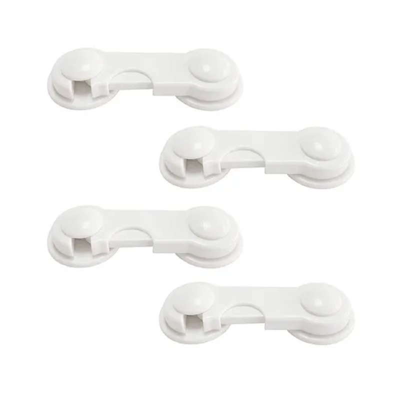 Syga Baby Safety Locks Uses Dual Adhesive Tape Child Proof Cabinets Drawers Appliances Fridge Pack of 12 – White