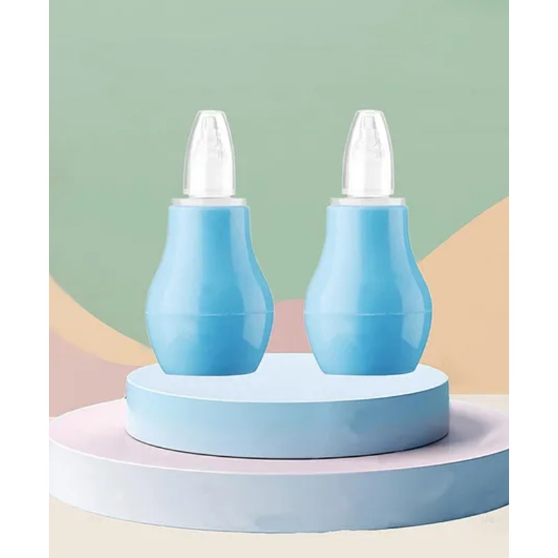The Cheeky Kidzz Pack of 2 Baby Nose Nasal Aspirator Suction Cleaning Tool Mucus Congestion Relief Teether Manual Nasal Aspirator(BLUE)