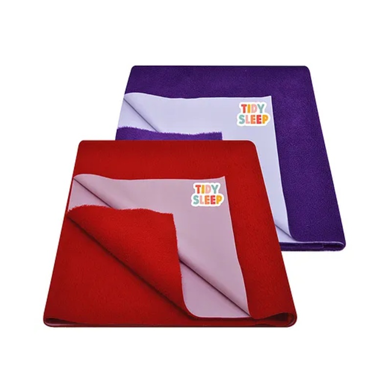TIDY SLEEP  Waterproof Baby Bed Protector Dry Sheet For New Born Babies- Hot Pink & Royal Blue  Pack of 2 (Small)  L 70 x B 50 cm
