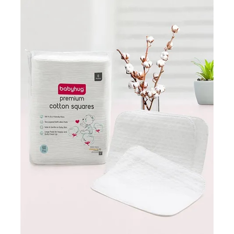 Babyhug Premium Cotton Squares – 60 Pieces
