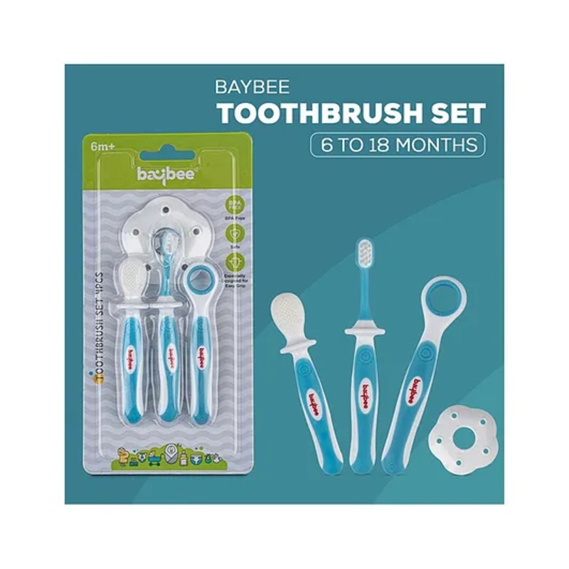 Baybee 3 Stage Oral Care Cum Training Toothbrush Set Of 3 – Blue