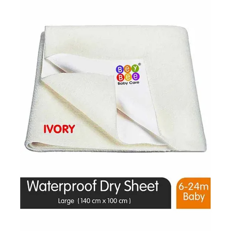 BeyBee Quick Dry Baby Bed Protector Waterproof Sheet Large – Ivory