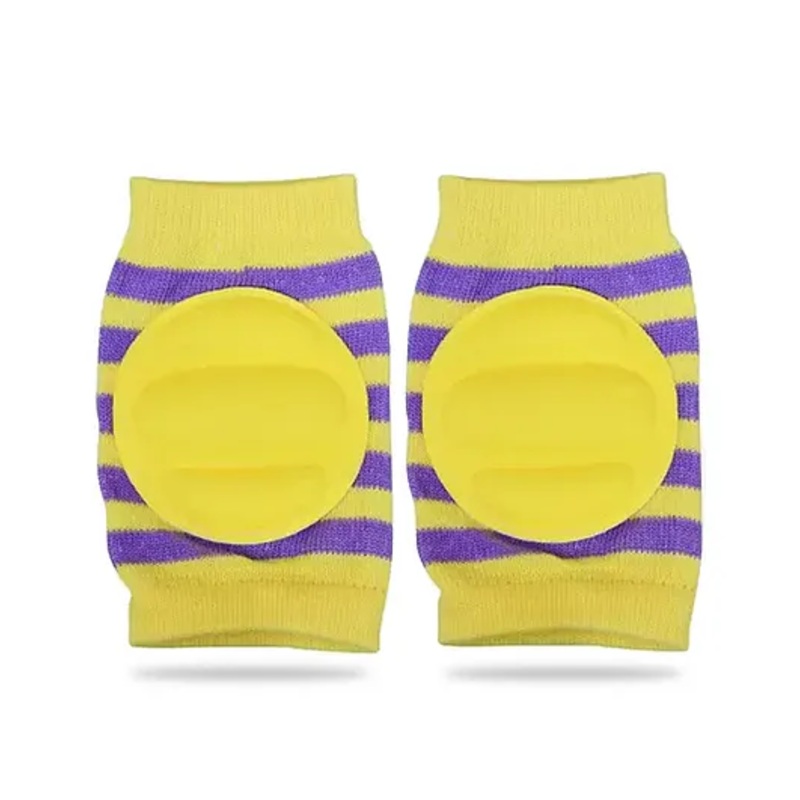 Chinmay Kids Crawling Anti-Slip Padded Stretchable Elastic Cotton Soft Breathable Comfortable Knee & Elbow Cap with Lining Pattern – Yellow