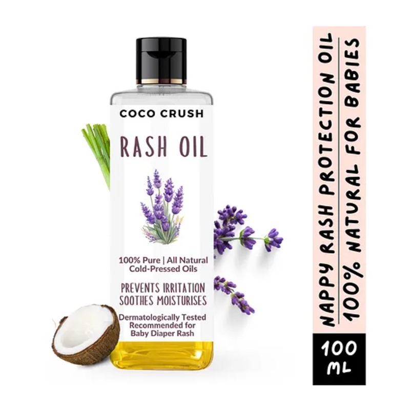 Coco Crush Rash Oil for Babies – Diaper & Nappy Rash Relief, Organic, Prevents Irritation – 100ml