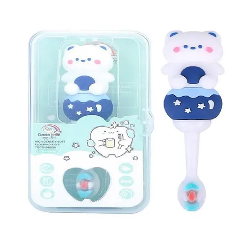 COMERCIO Cute Bear Design Cute and Soft Tooth Brush – Blue & Pink