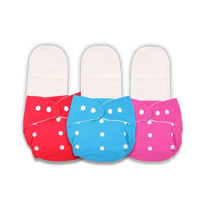 Deedry Reusable Cloth Diapers With Insert Pack of 3 – Red Blue Pink
