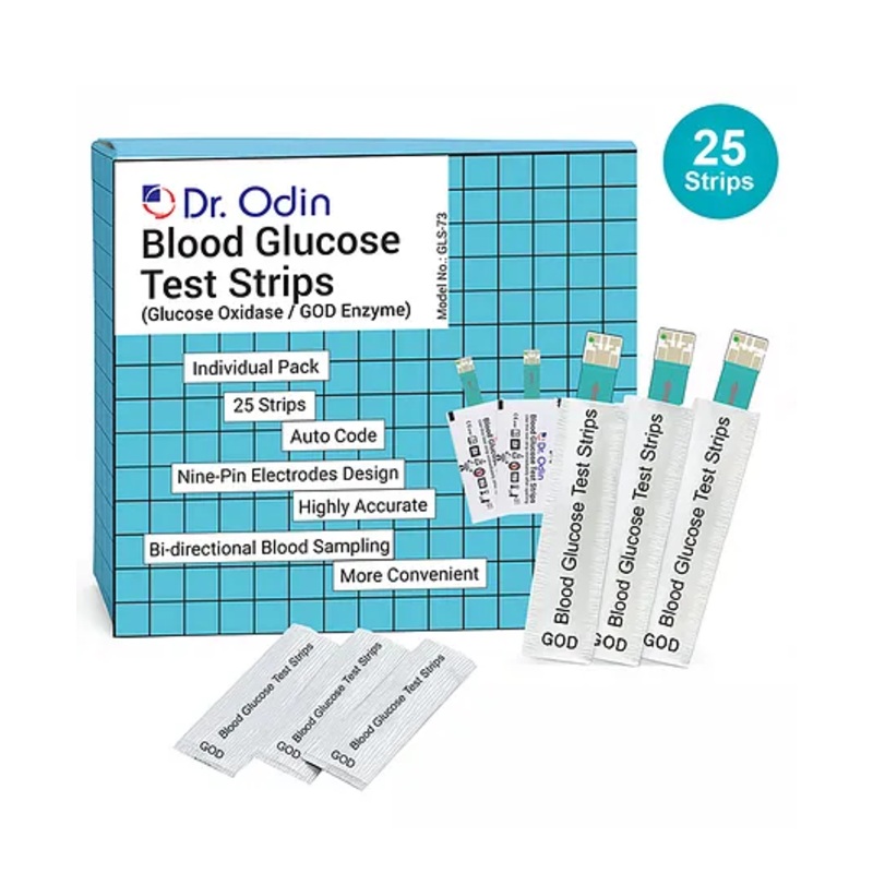 Dr. Odin GLS-73 GOD Blood Glucose Test Strips, For Self testing Sugar Levels With GOD Monitoring System (25 Count)