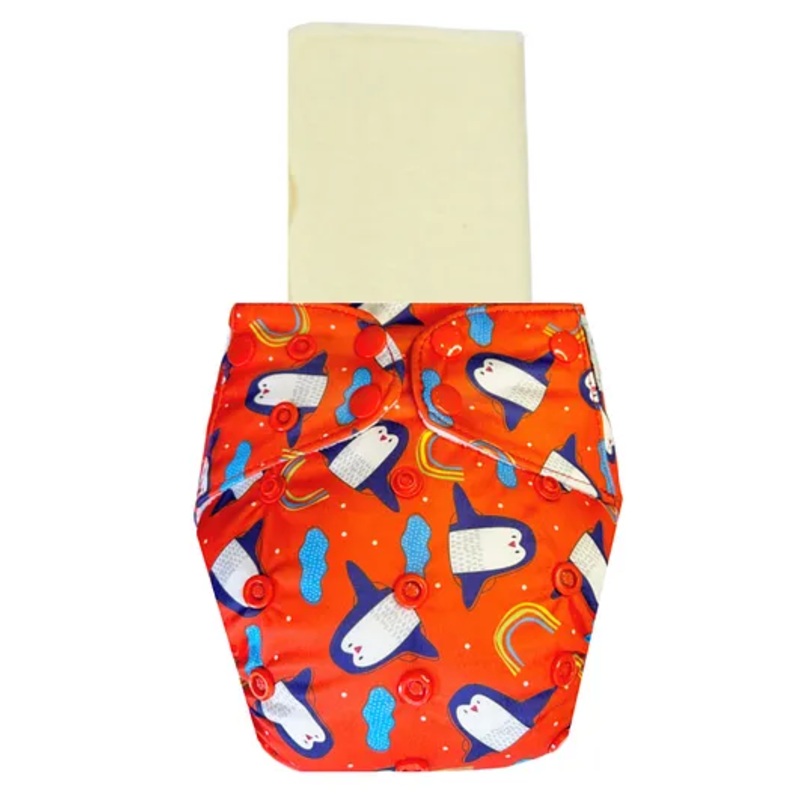 Dumbledo Cloth Diaper Leak Proof Eco-Friendly Reusable Adjustable Free Size Quick Dry Unisex With Insert Pack of 1 – Red