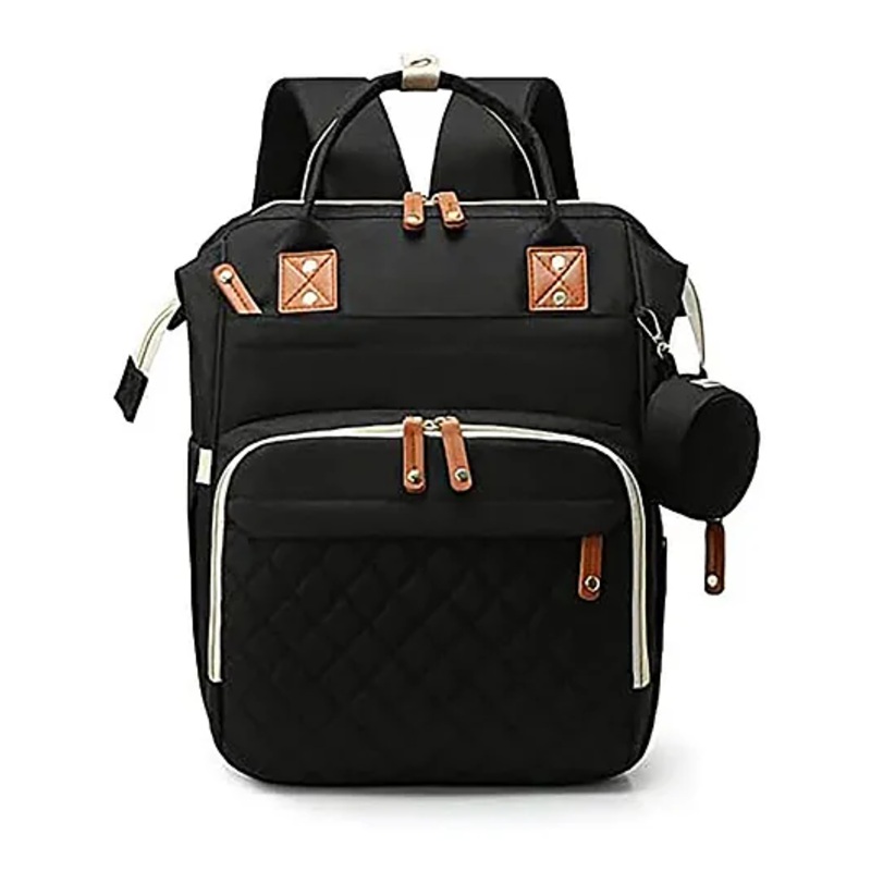 House of Quirk Diaper Bag Maternity Backpack, Baby Girl Boy Diaper Bag for Dad Mom with 16 Pockets, Pad, Pacifier Case, Unisex Large Diaper Bag for Travel – Black