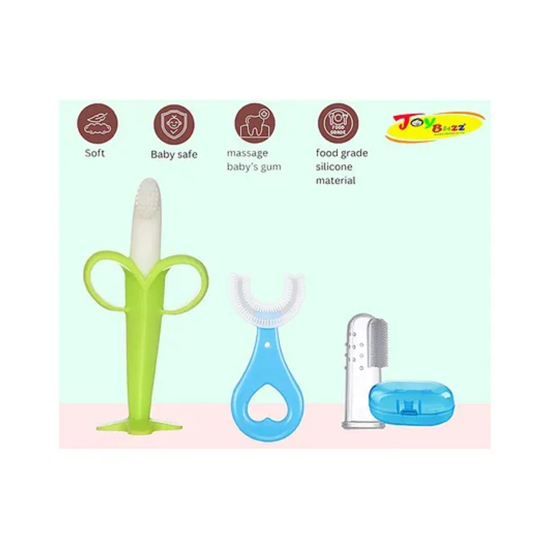 Joy Buzz Silicone Toothbrushes Pack Of 3 – Green
