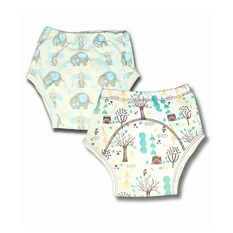 Kindermum Organic Cotton Padded Underwear for Babies 5-18M within 7-11 Kgs | Potty Training Pants| Non Messy Diaper Free Time | Pack of 2 | Ele Love