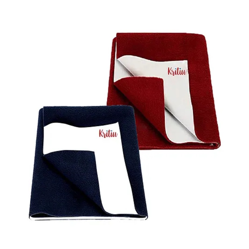 Kritiu Baby Smart Dry Sheet Bed Protector Sheet Size Small Pack Of 2 – Navyblue & Maroon