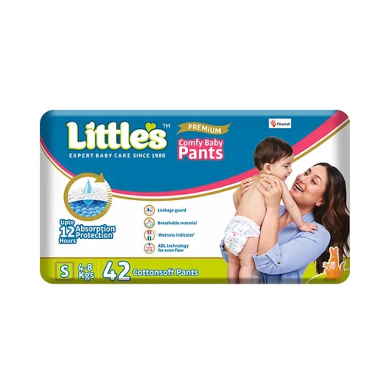 Little’s Comfy Baby Pants Diapers Small Size with Wetness Indicator and 12 hours Absorption – 42 Pieces