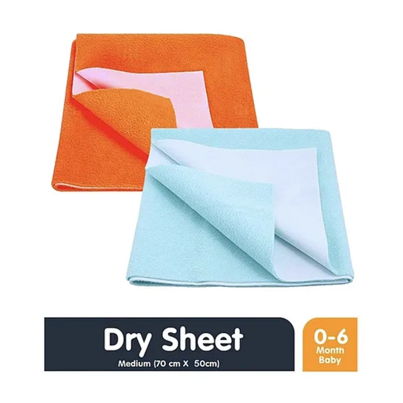 Moms Home Kids Solid Waterproof Protector Dry Sheet Pack Of 2 –  Blue & Orange