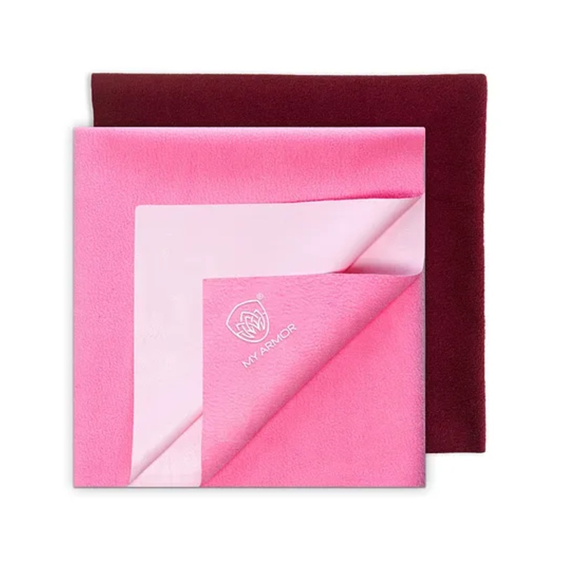 MY ARMOR Baby Quick Drying Mattress Protector Small Pack of 2 – Pink & Maroon