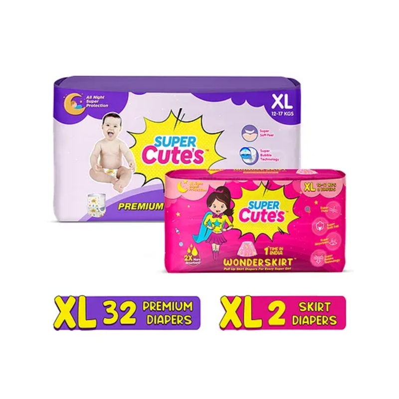 Super Cute’s Premium Wonder Pullups Diaper Large and Wonder Skirt Diaper Large – 34 Pieces