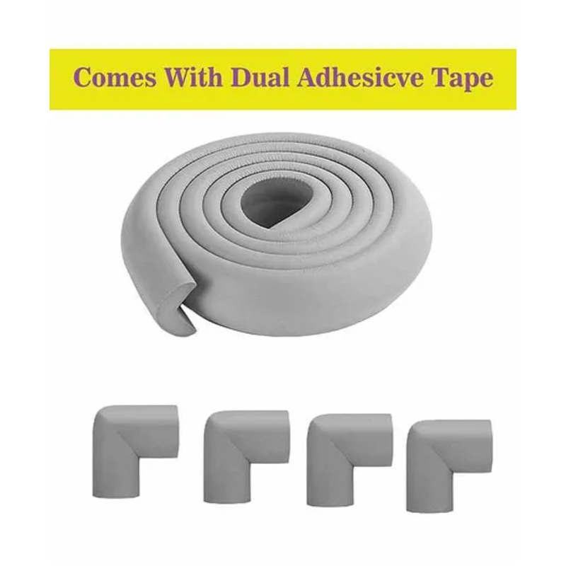 Syga Baby Safety 4 Corner Guard & 1 L Shape Edge Guard With Strong Tape – Grey