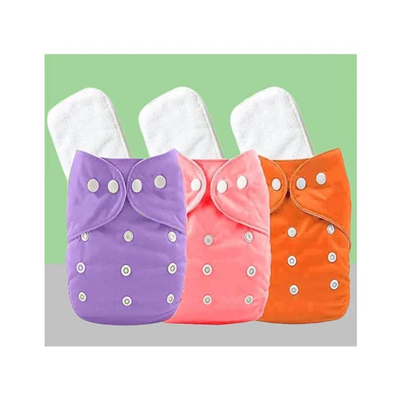 The Cheeky Kidzz Baby 3 Reusable Cloth Diaper Adjustable Diaper Nappies & 3 Bamboo Microfiber Inserts For (PUPIOR)
