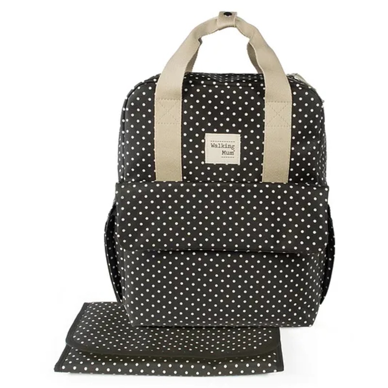 Walking Mum Emily Black Backpack Diaper Changing Bag